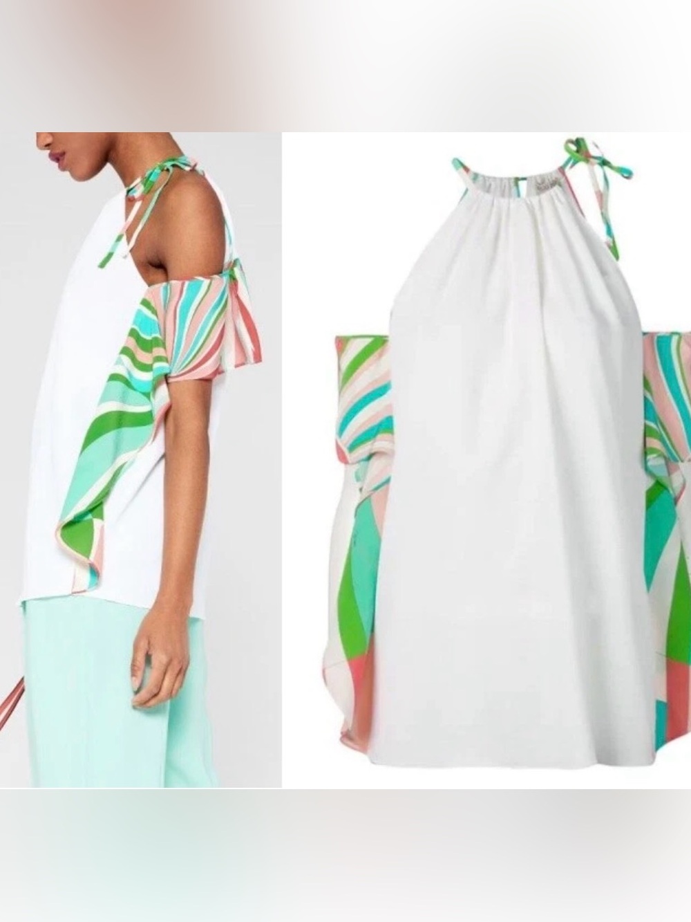 Emilio Pucci off the shoulder, halter style silk blend tunic NWOT size 38